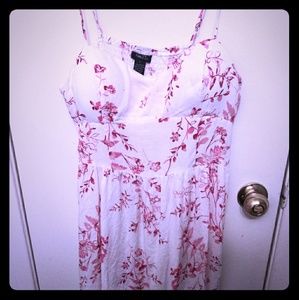 White dress with pink flowers